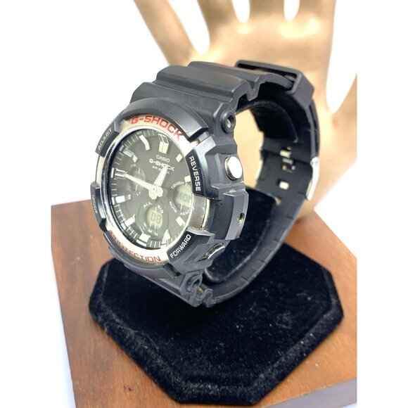 Casio Mens Watch G-Shock GAS100 Black Resin Analog Digital Tough Solar 47mm 5445 - Picture 2 of 14